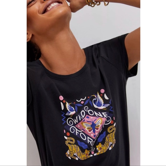 Anthropologie Tops - Anthropologie Super Nice Letters Wild One Forever Graphic Tee Vintage Tigers
